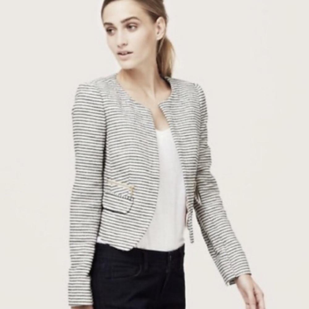 LOFT Textured Stripe Open Front Jacket